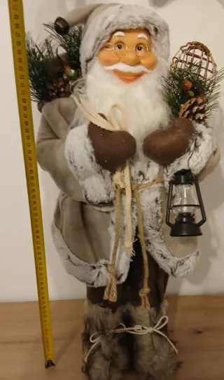 Babbo Natale decorativo crema con lanterna