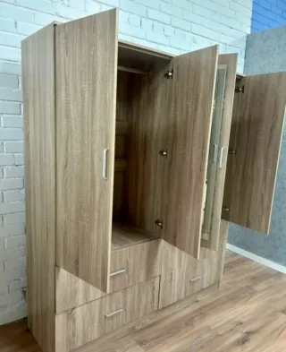 Armario 4 puertas con cajones y espejo