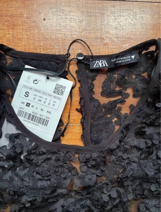 Vestido Zara Negro Texturizado.