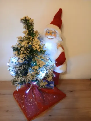 Babbo Natale con albero luminoso