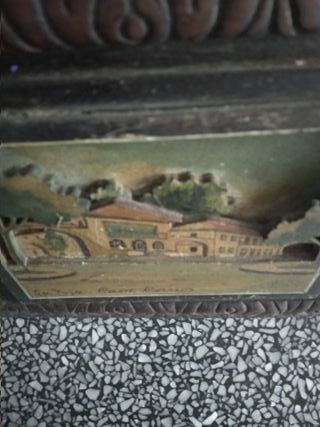 Cuadro relieve madera pintado Casa Rurios