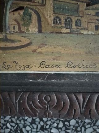 Cuadro relieve madera pintado Casa Rurios