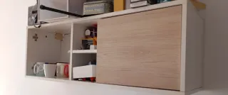 Mueble TV blanco y madera