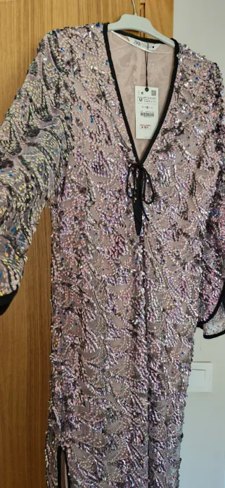 Vestido lentejuelas ZARA Talla M