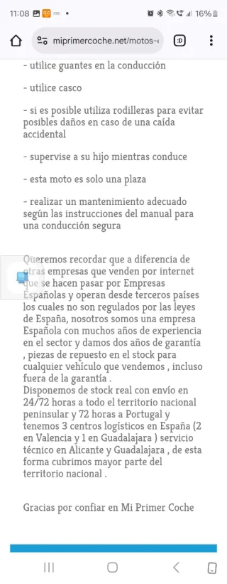 Mini moto eléctrica infantil