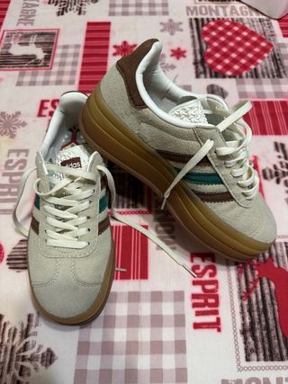 Adidas Gazelle Mujer Talla 36 Beige/Marrón