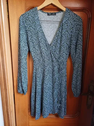 Vestido floral azul y verde