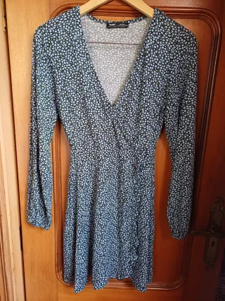 Vestido floral azul y verde