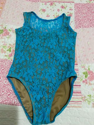 Maillot de ballet niña encaje azul