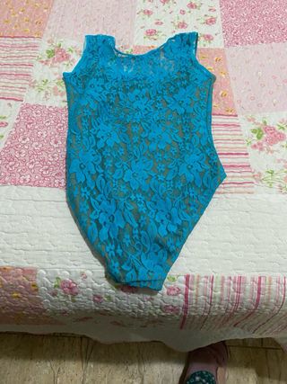 Maillot de ballet niña encaje azul