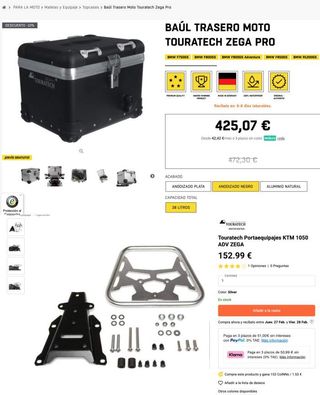 BAUL TRASERO TOURATECH + PARRILLA KTM ADV