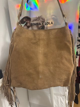 Bolso Brownie piel marrón flecos