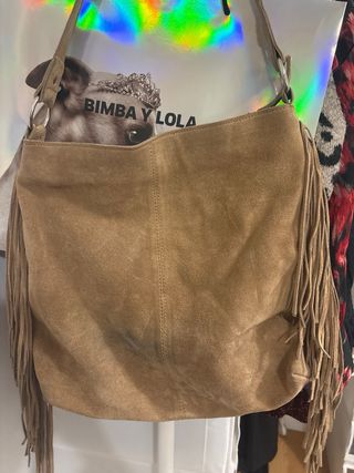 Bolso Brownie piel marrón flecos