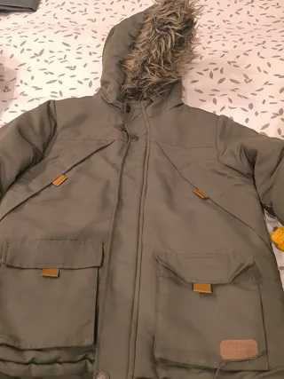 Anorak, abrigo,parka niño, unisex verde. Talla 10,