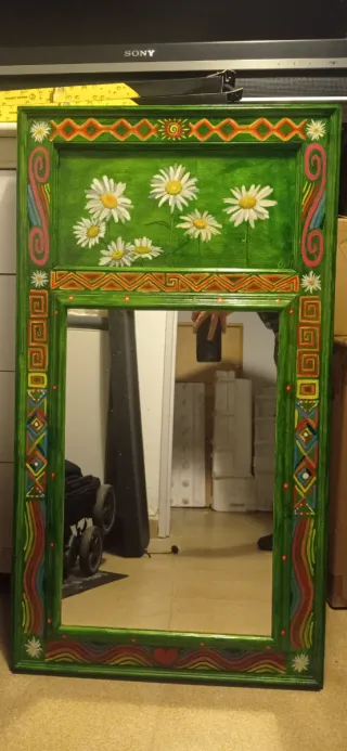 Espejo restaurado pintado a mano