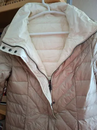 Chaqueta larga Simorra reversible beige y marfil