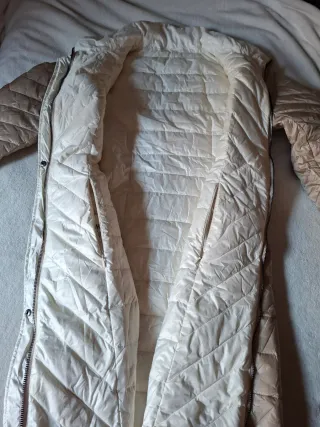 Chaqueta larga Simorra reversible beige y marfil