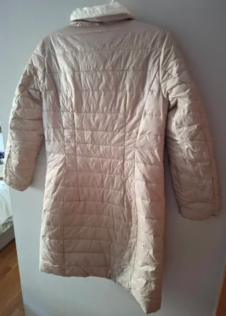 Chaqueta larga Simorra reversible beige y marfil