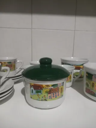 Set Tazze e Zuccheriera Decorate anni 80