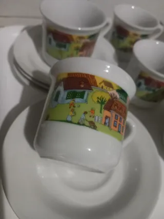 Set Tazze e Zuccheriera Decorate anni 80