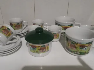 Set Tazze e Zuccheriera Decorate anni 80