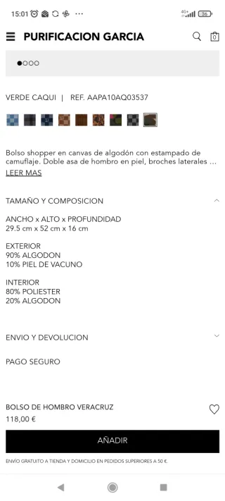 Bolso shopper Purificación García camuflaje