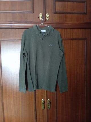 Polo Lacoste manga larga verde oscuro