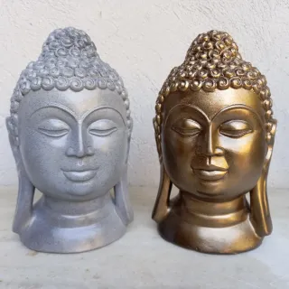 Sculture testa di Buddha in effetto pietra scolpita