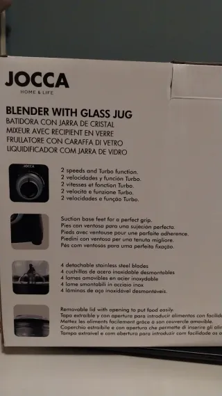 Batidora Jocca con Jarra de Cristal 1.5L 1000W