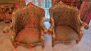 Sofá y 2 butacas estilo Luis XV dorado