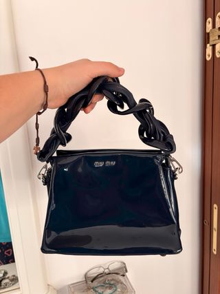 Borsa Miu Miu in vernice Blu