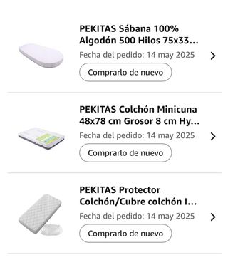 Colchón mini cuna Pekitas + funda + sábana