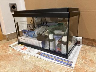 Acuario 40L con accesorios: calentador, filtro y +