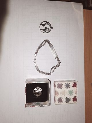 Conjunto Plata: Pulsera, Anillo y Colgante