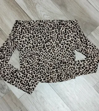 Top corto maniche lunghe stampa animalier