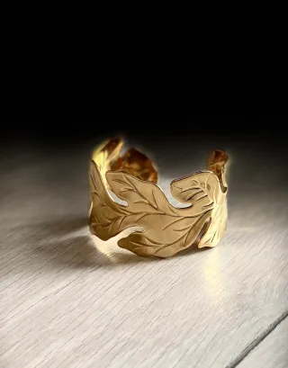 Pulsera hojas chapada oro 18klt