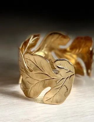 Pulsera hojas chapada oro 18klt