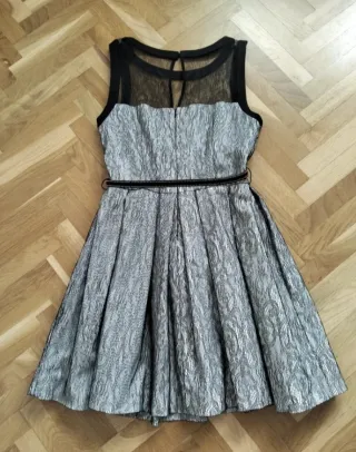 Vestido fiesta Zara negro y plateado