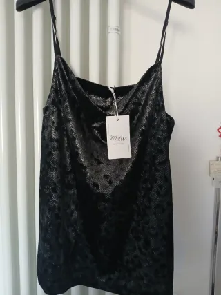 Top elegante M&W nero/argento taglia unica