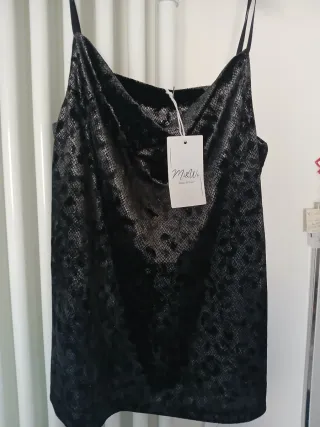 Top elegante M&W nero/argento taglia unica