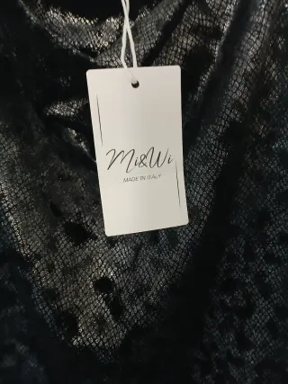 Top elegante M&W nero/argento taglia unica