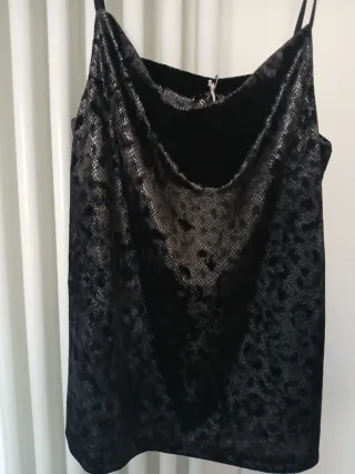 Top elegante M&W nero/argento taglia unica