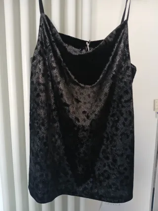 Top elegante M&W nero/argento taglia unica