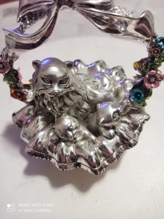 Ciotola decorativa gatto con fiocchi e fiori