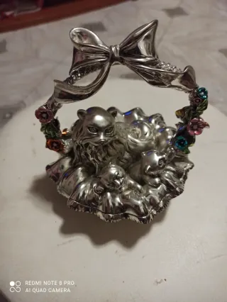 Ciotola decorativa gatto con fiocchi e fiori