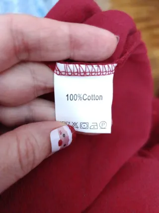 Blusa roja bordada manga 3/4. Algodón