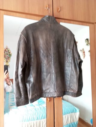 Cazadora Cuero Napa Marrón Talla 46-48