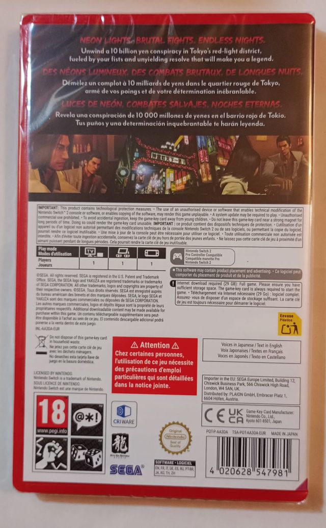 Yakuza Kiwami Nintendo Switch 2 precintado