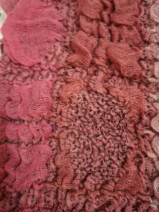 Bufanda Fucsia Granate Bordado Realzado , original