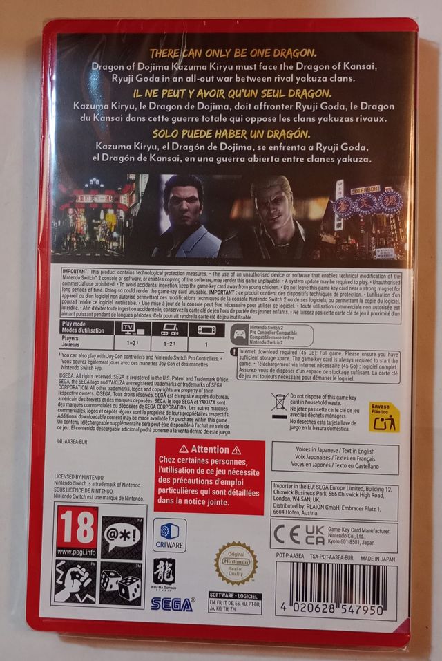 Yakuza Kiwami 2 Nintendo Switch 2 precintado